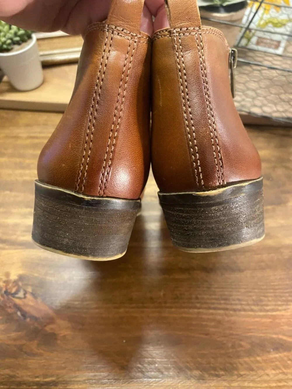 LUCKY BRAND Basel Ankle Boots - Distressed Brown Leather Boots - Womens Size 8.5